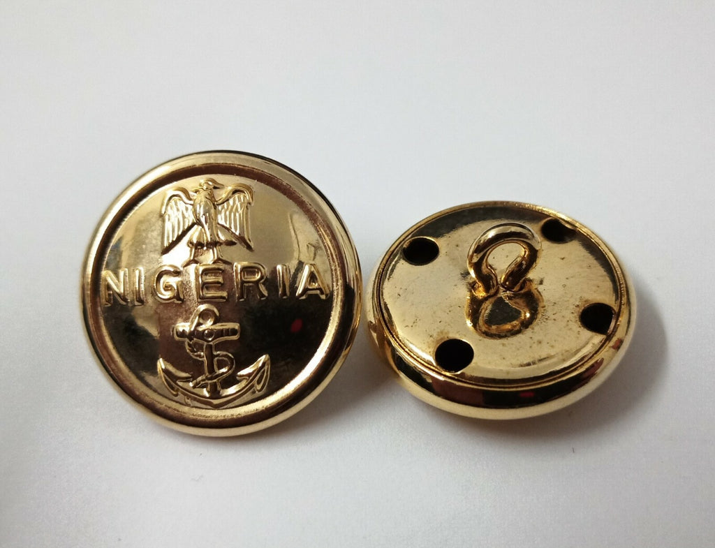 Genuine Nigerian Navy Issue Eagle and Anchor Insignia Ring Back Buttons X2 V0347