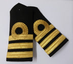 Naval Officers Commander Uniform Shoulder Boards Epaulette Black & Gold Detail