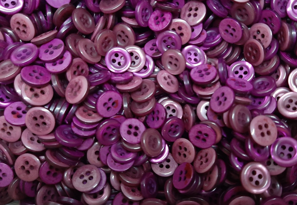Buttons 50 Vintage 4 Hole for Dress Shirts Pearlesque Purple Tints 11mm NOS