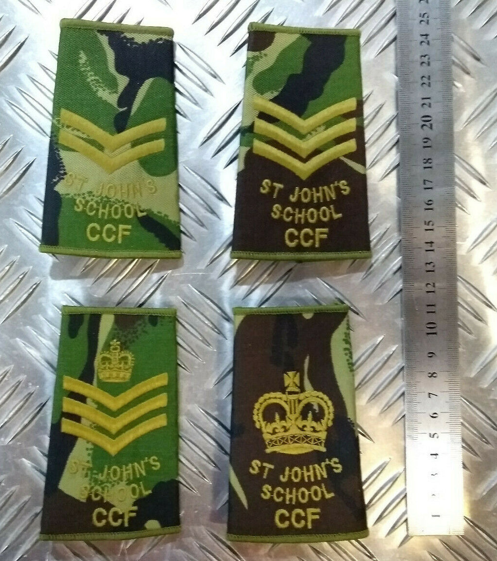 Woodland DPM Camo St. John's School CCF Rank Slides Genuine British Army NEW