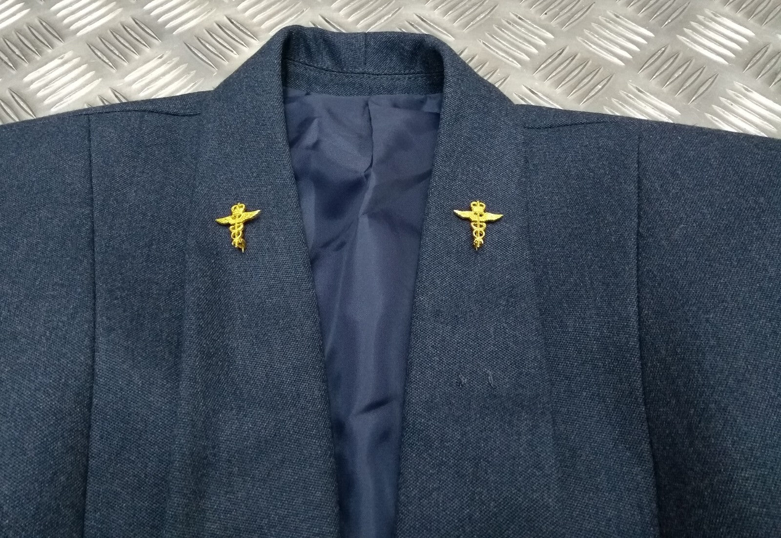 WRAF / RAF Royal Air Force No5 Mess Jacket Air Force Blue Grey Womans with 3 Bar Chevron Patch Michael Jay