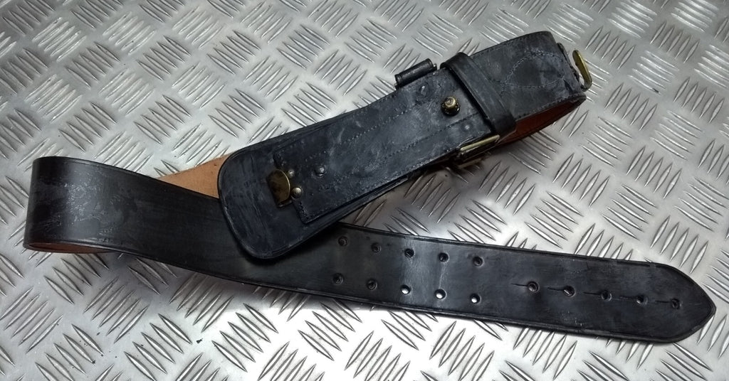 British Sam Browne Belt, Black Leather. No Buckle / Shoulder Strap Size 4