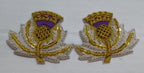 Highland Fusiliers Thistle Hand Embroidered Insignia for Shoulder Cords R&L Pair