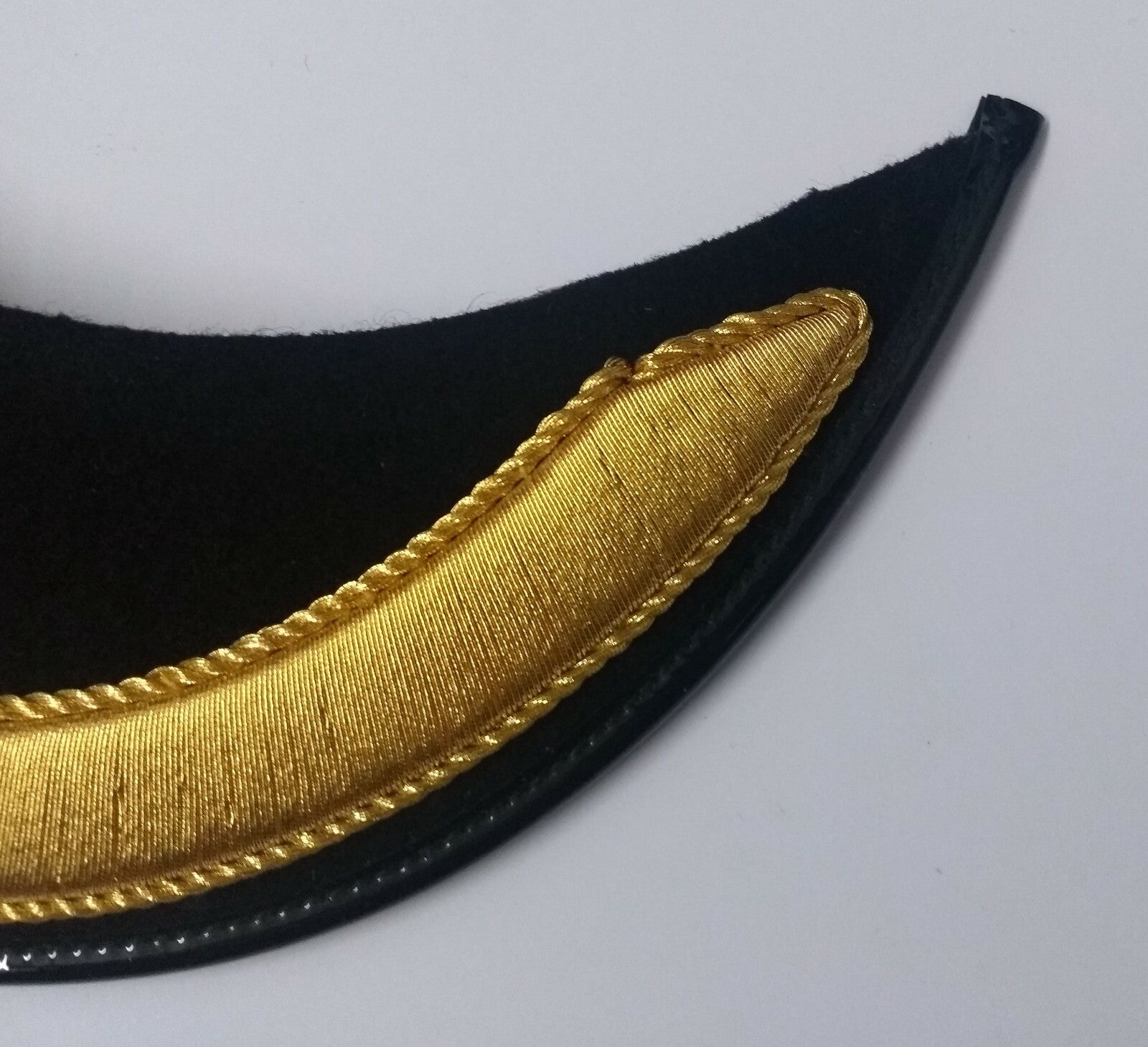 Genuine British Made Senior Officer 5/8" Gold Mylar Dress Cap Felt Peak