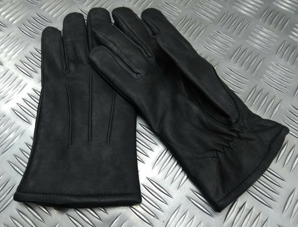 Military Style Black Leather Soft Thinsulate Lined 3 Dart Parade Gloves