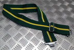 Stable Belt 57mm Green with Yellow Stripes Chrome Buckle & Slider UK Made SMALL