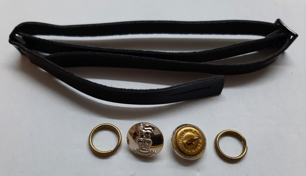 British Army RAPC Chin Strap Set With Pay Corps Insignia Buttons and Fittings