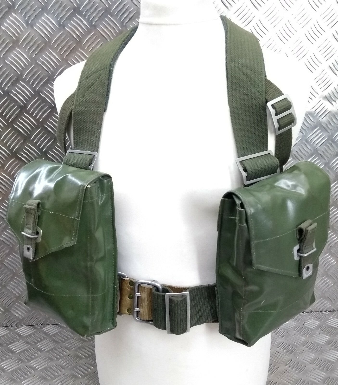 Genuine Vintage Army Issue Heavy-duty Backpack Belt Harness & Pouch Set PVC