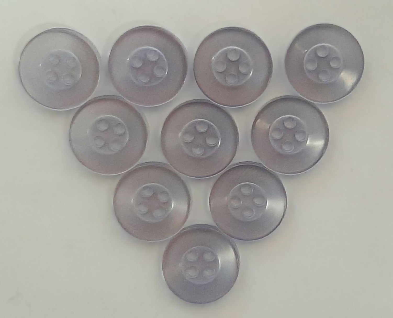 10 Vintage Buttons 4 Hole For Dress Shirts Pearlesque Cool Blue 12.6mm NOS
