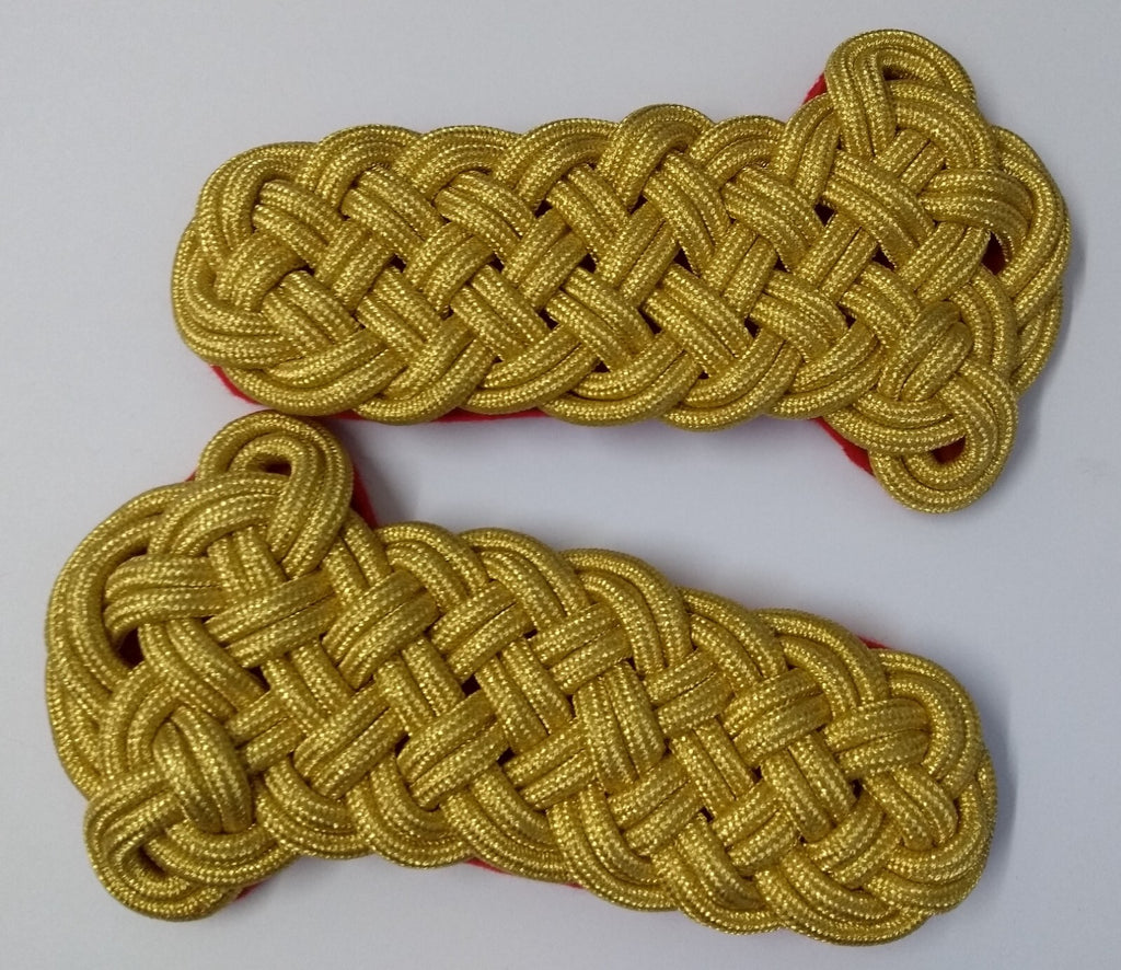 Shoulder Cords Senior Officer Gold Braid No Insignia Red Felt Backing UK Made