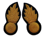 RA Collar Badges Black No1 Officers British Army Artillery Embroidered 1 Pair