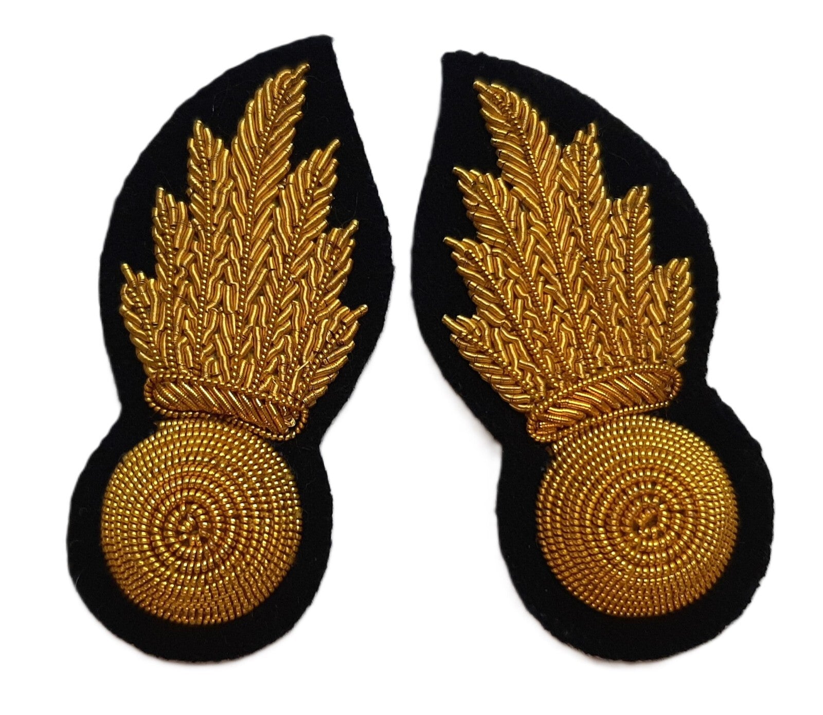 RA Collar Badges Black No1 Officers British Army Artillery Embroidered 1 Pair