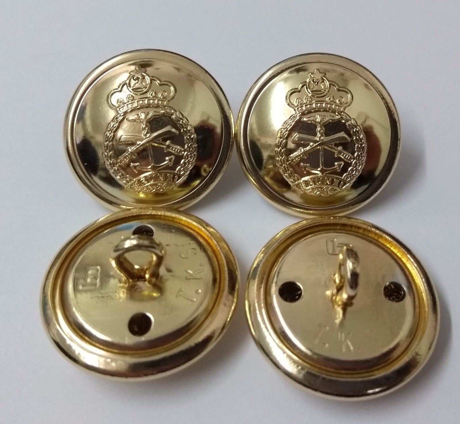 Brunei Naval Buttons Obsolete Insignia Crown Anchor & Cross Swords 23.2mm X 4