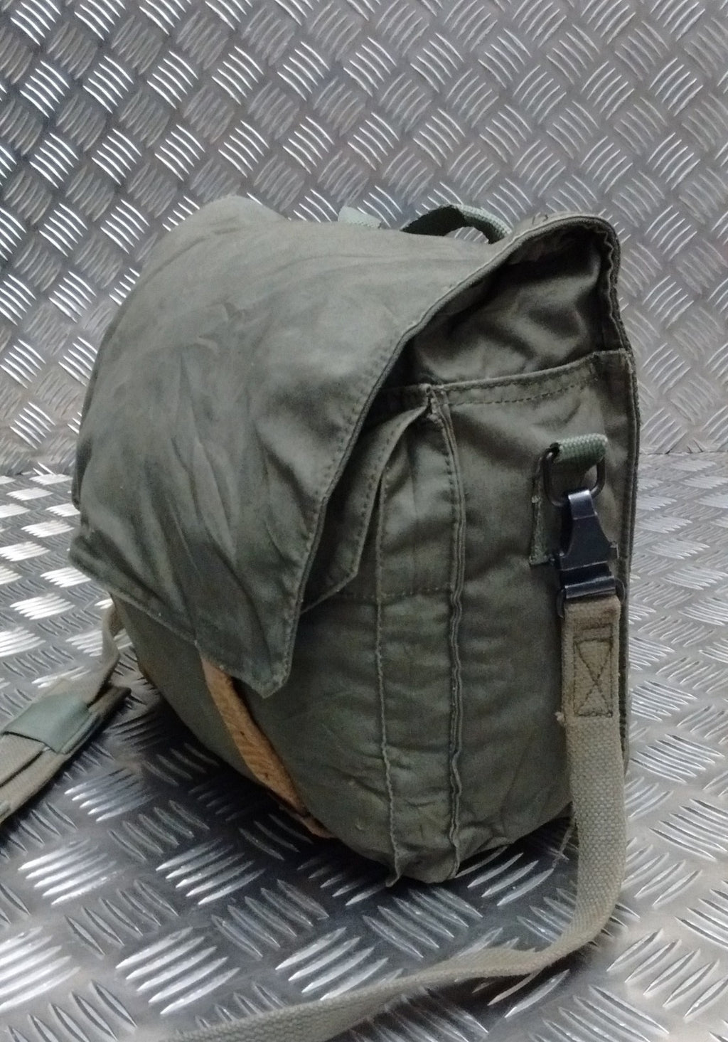 Vintage Military Issue Canvas Shoulder Bag Mini Backpack Grey/Green G2
