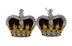 Rank Crowns British Officer Insignia Silver & Gold Long Wires 1 Pair