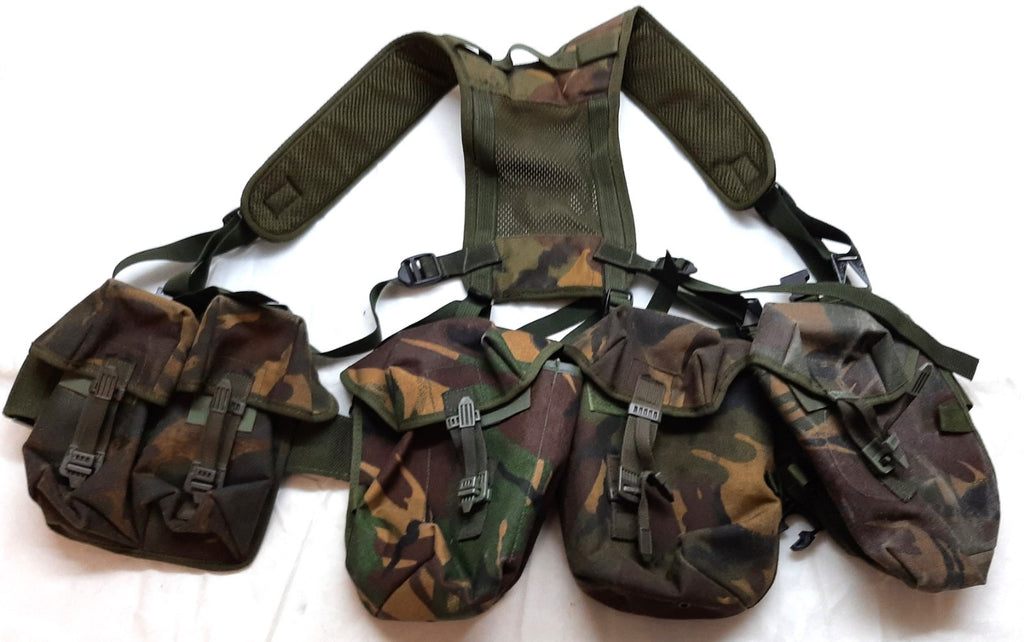 Airborne Army Webbing British DPM Camo Assault Belt Yoke & Assorted Pouches (4)