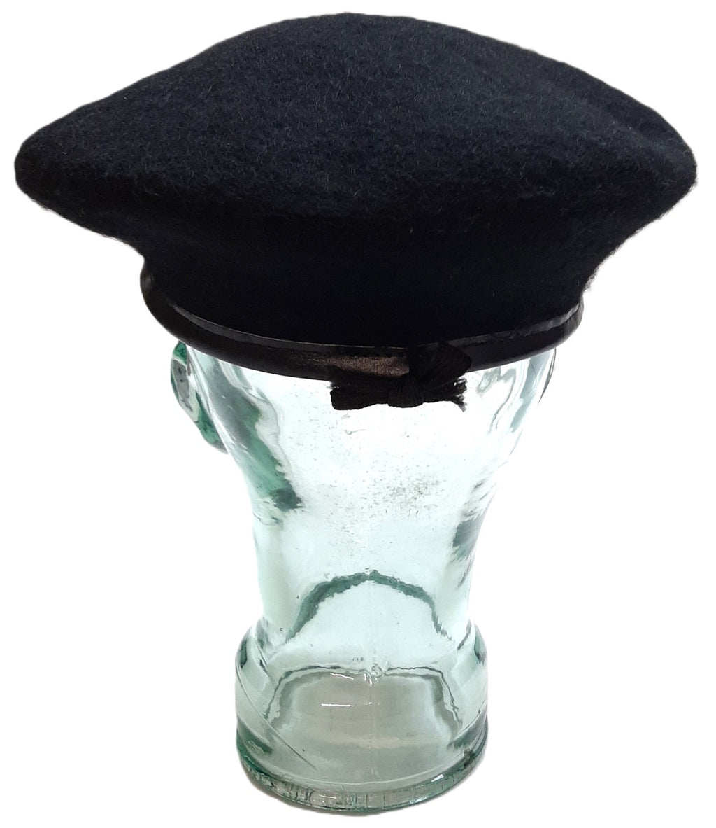 Black Wool Military Style Beret Size 7½ / Large - NEW