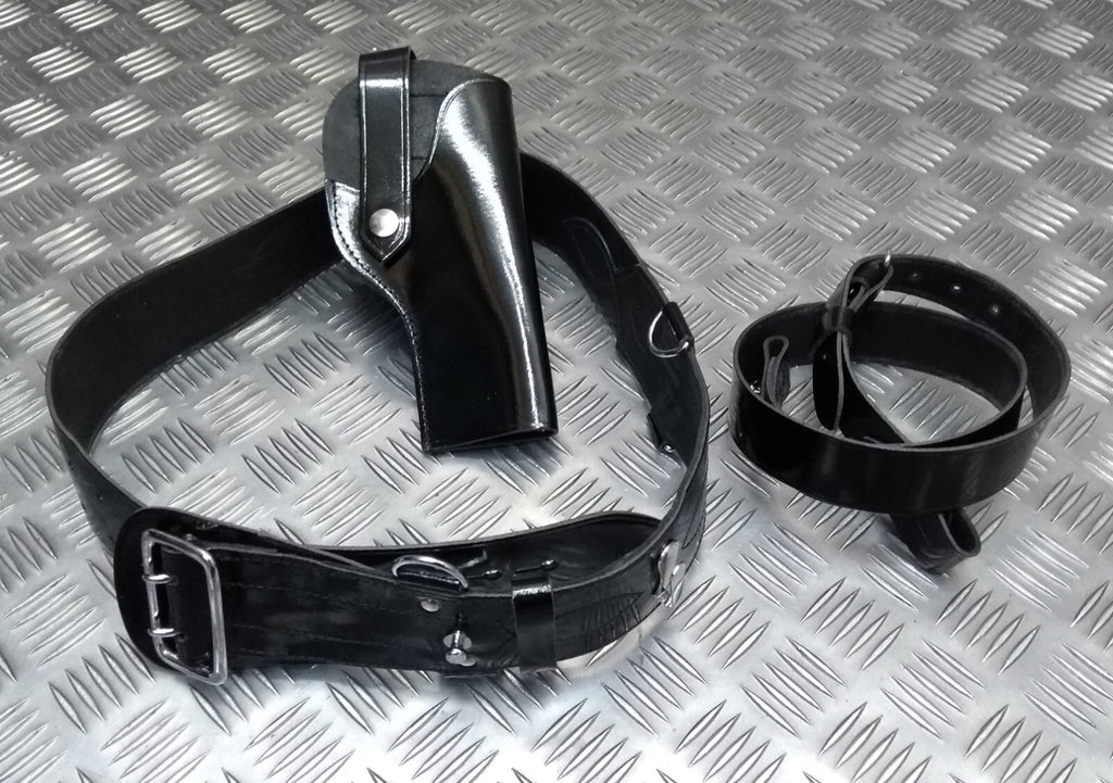 Sam Browne Patent Hi Sheen Black Leather With Chrome Fixings Includes 9mm Pouch