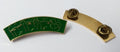 Arabic Arab Enamelled Metal Shoulder Title Badges Green With Snap Pin Fasteners