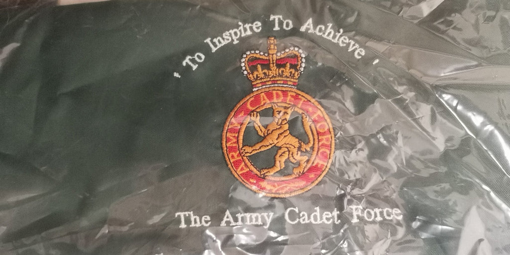 Green Drawstring Carry Bag with The Army Cadet Force ACF Insignia