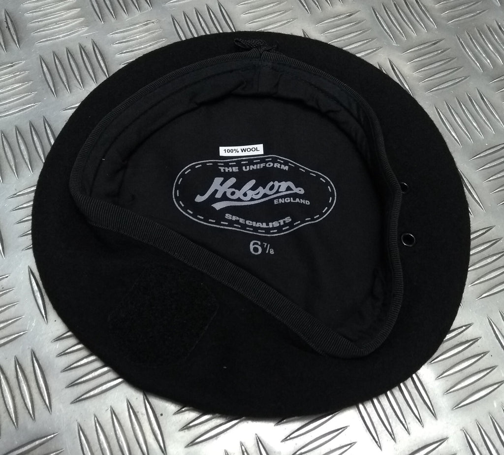 Black Beret Wool Genuine Hobson of London Manufactures Sample 6 7/8