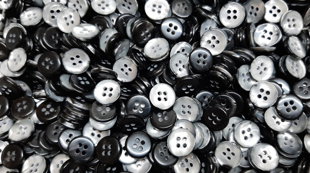 Vintage Buttons 50 4 Hole Shirt / Shank Anchors Pearlesque Old Silver 10.5mm NOS