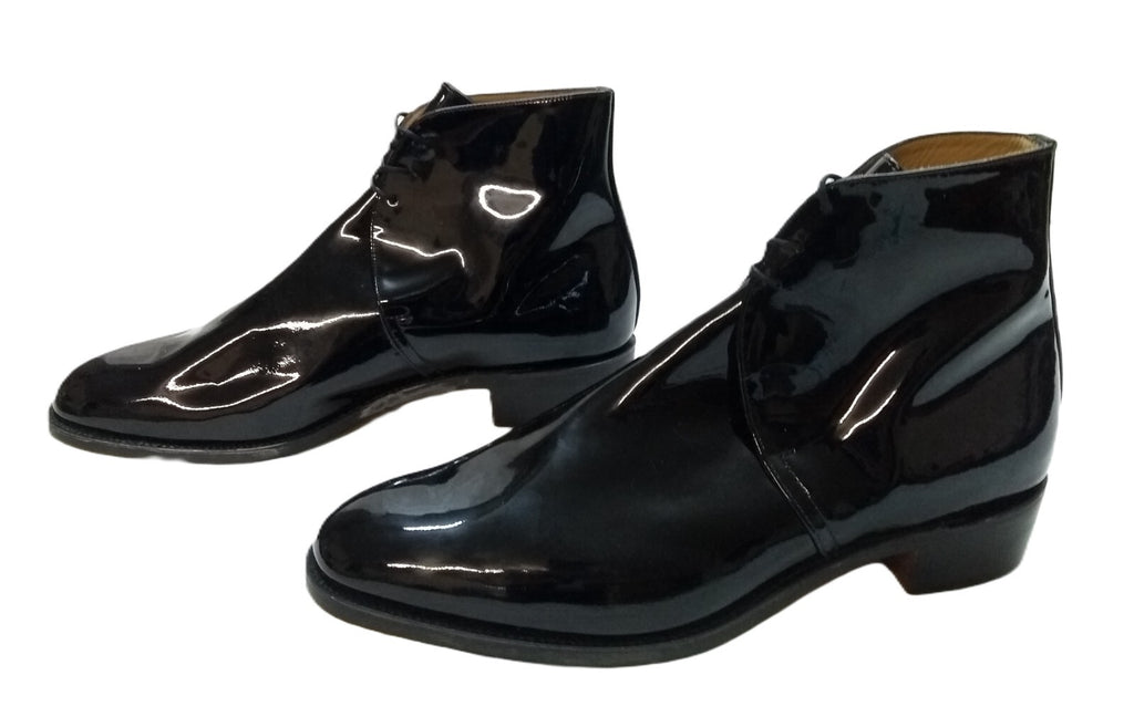 Sanders George Boots Officers Black Patent With Spur Box Housing UK 13
