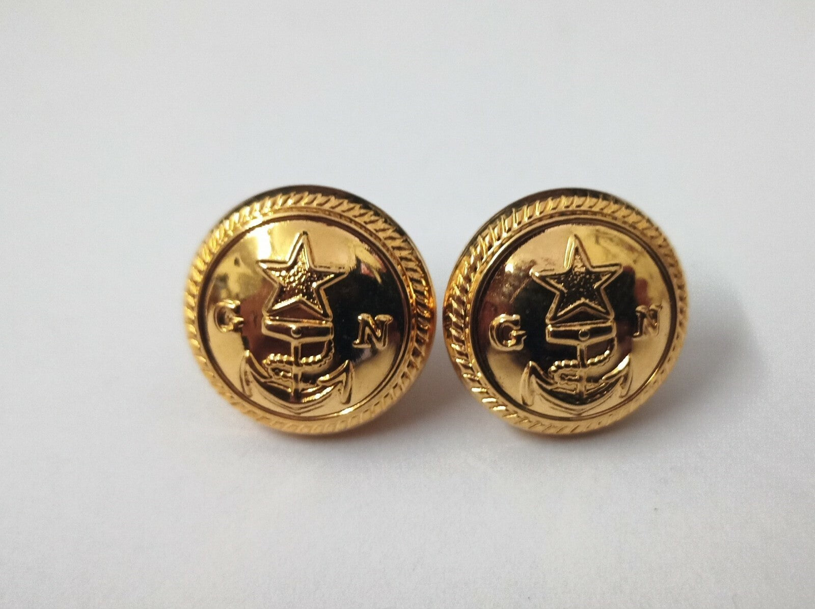 Genuine Issue X2 Navy GN Insignia Gold Ring Back Naval Buttons V930