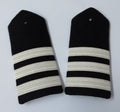 Shoulder Boards 3 Bar Epaulette Black with Silver Stripes Fancy Dress