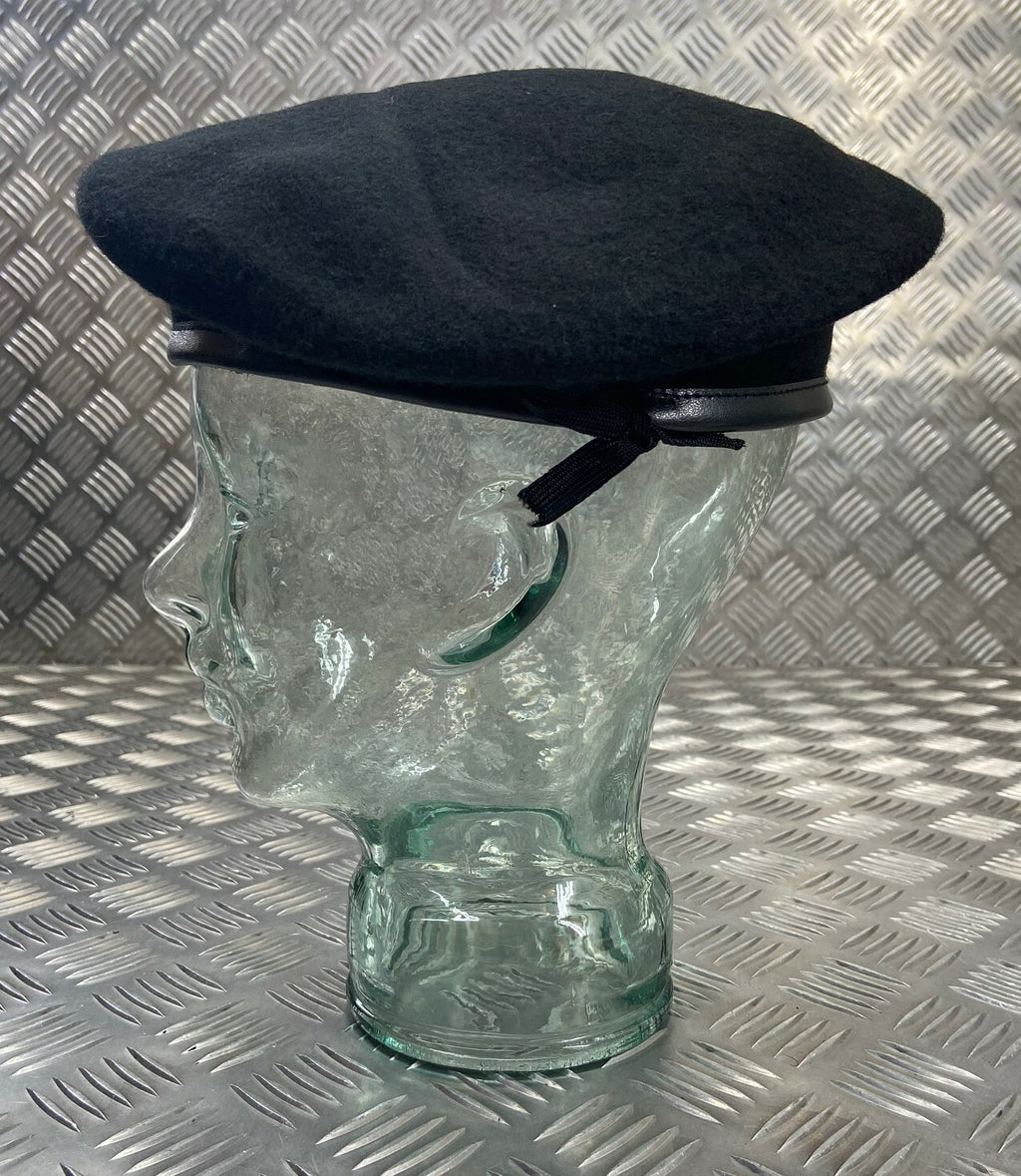 Compton Webb England Style Black Lined Wool Beret 7 New