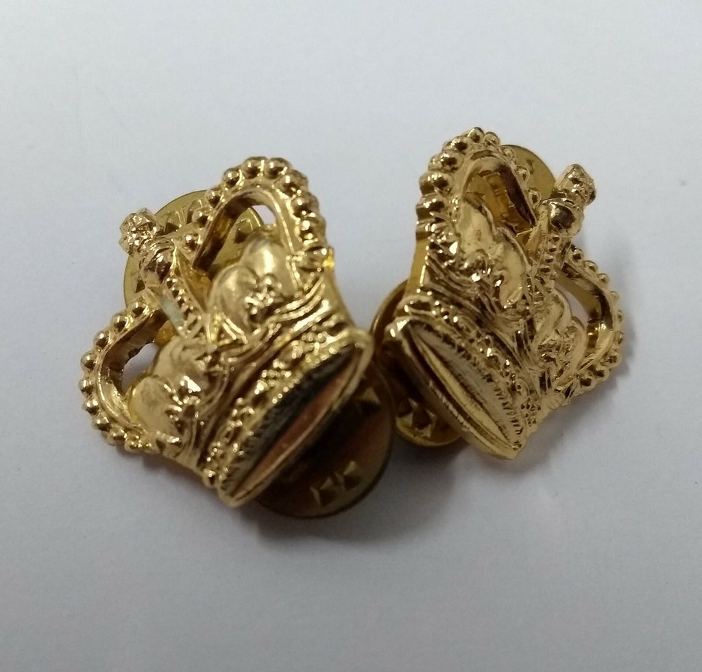 Genuine British Army Issue ⅝" Small Gold Coloured Crowns 1 Pair Snap Pin JK04X