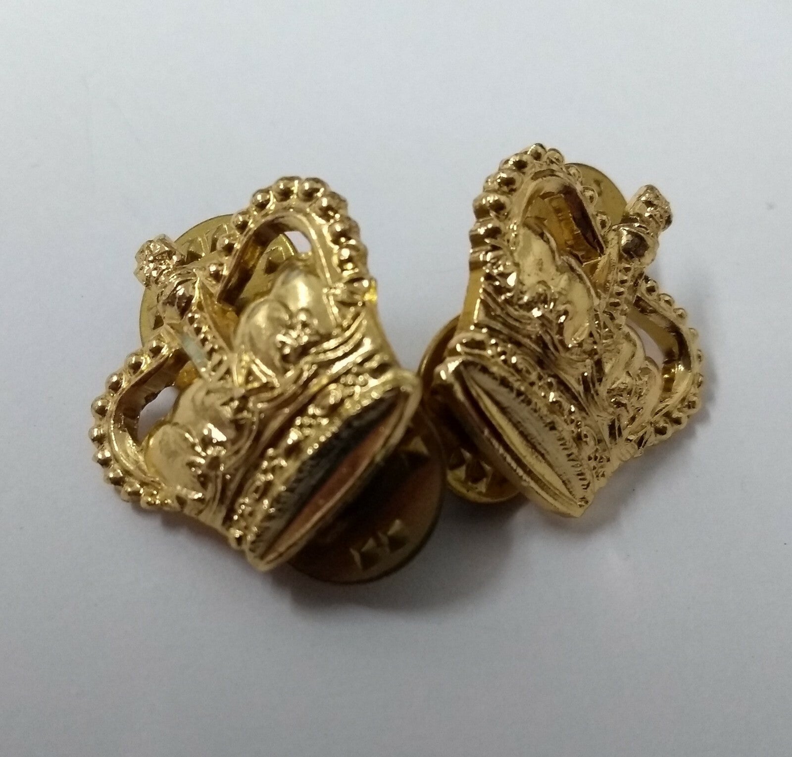 Genuine British Army Issue ⅝" Small Gold Coloured Crowns 1 Pair Snap Pin JK04X