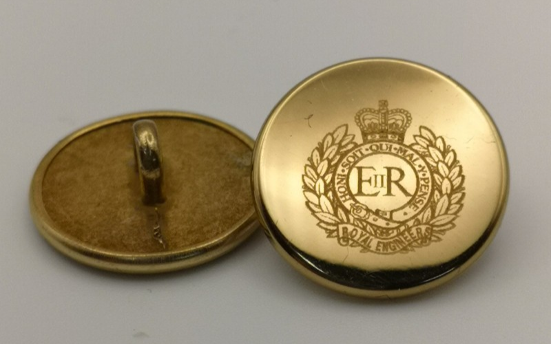 Blazer Buttons with Royal Engineers Insignia Flat 22L Gold Coloured x8