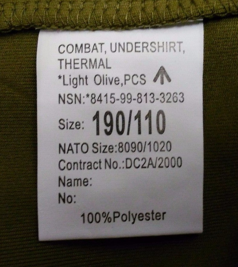 Army Fleece PCS British Light Olive Thermal Under Shirt / Fleece Asst Sizes Used