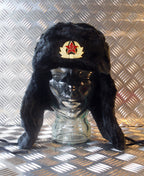 Soviet / USSR Black Cossack Hat w Ear Flaps. All Sizes - Brand NEW