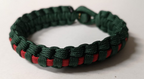 Red and Green Paracord Bracelet Wristband with Irish Harp Insignia Metal Button