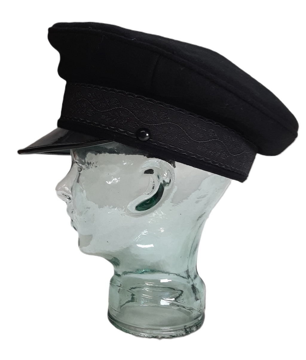 Army Cap No1 British Black Officers Oak Leaf Band By Montague Headwear 55cm