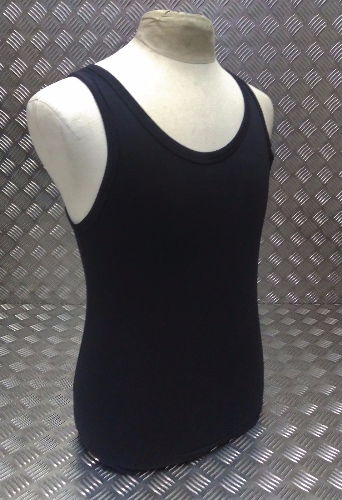 100% Cotton Military Black Sleeveless Vest Singlet Tank Top All Sizes - NEW