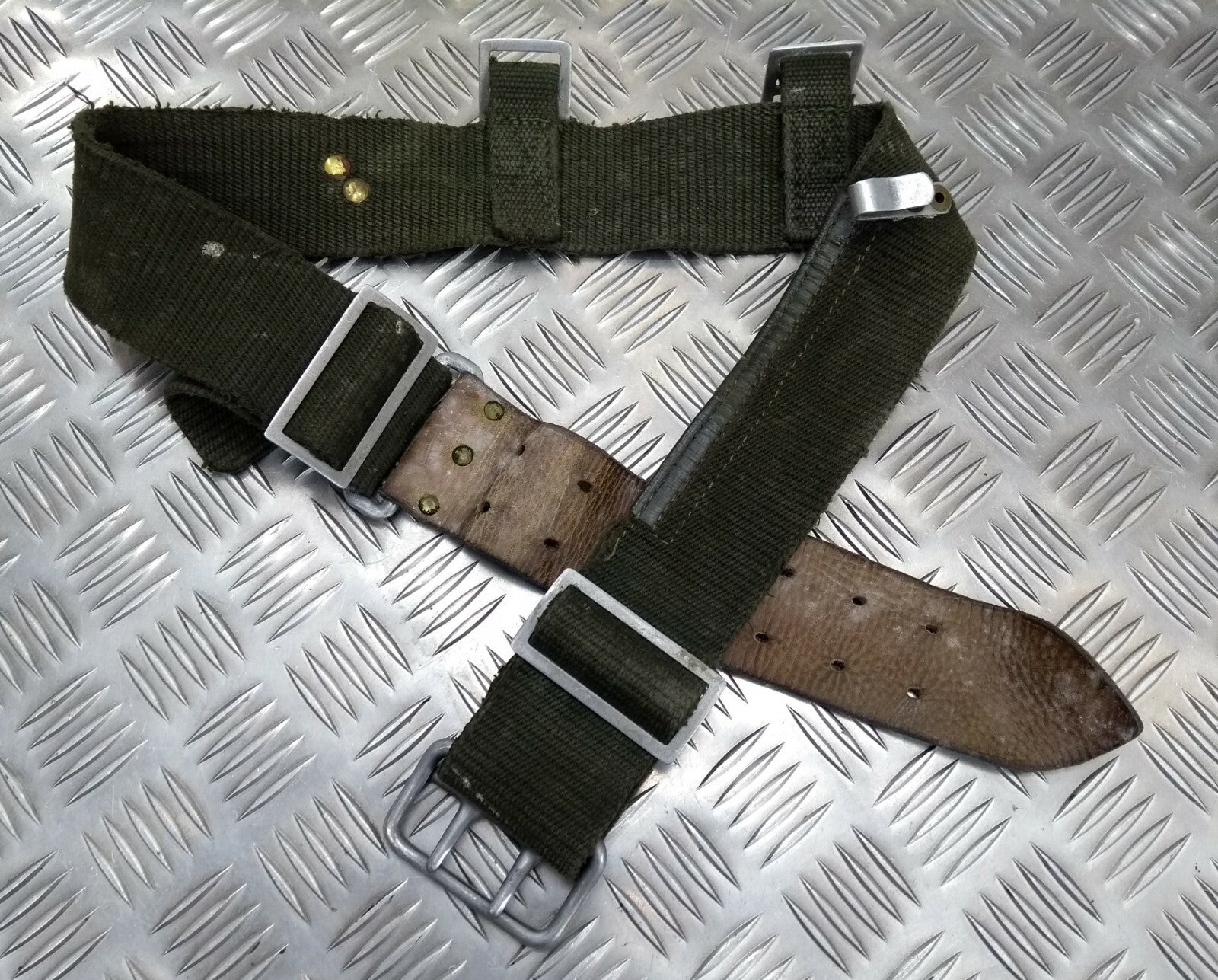 Vintage Belt M39 M40 WWII Type Webbing Load Carrying Leather Canvas Grade 2