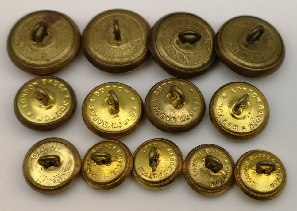 Royal Scots Dragoon Guards Offc. Frosted Ribbed Buttons 38L 30L 24L set of 13