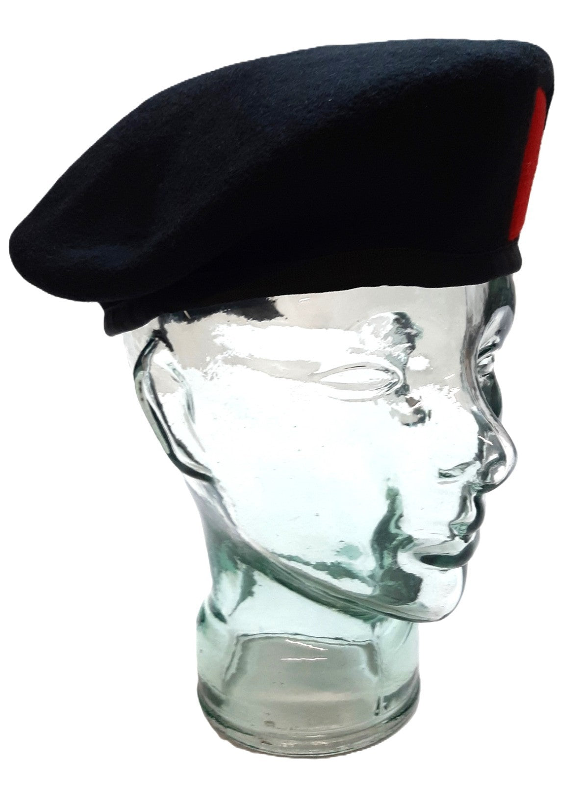 Officers Style Black Beret Cap With Red Patch British Made NEW Old Stock 57cm