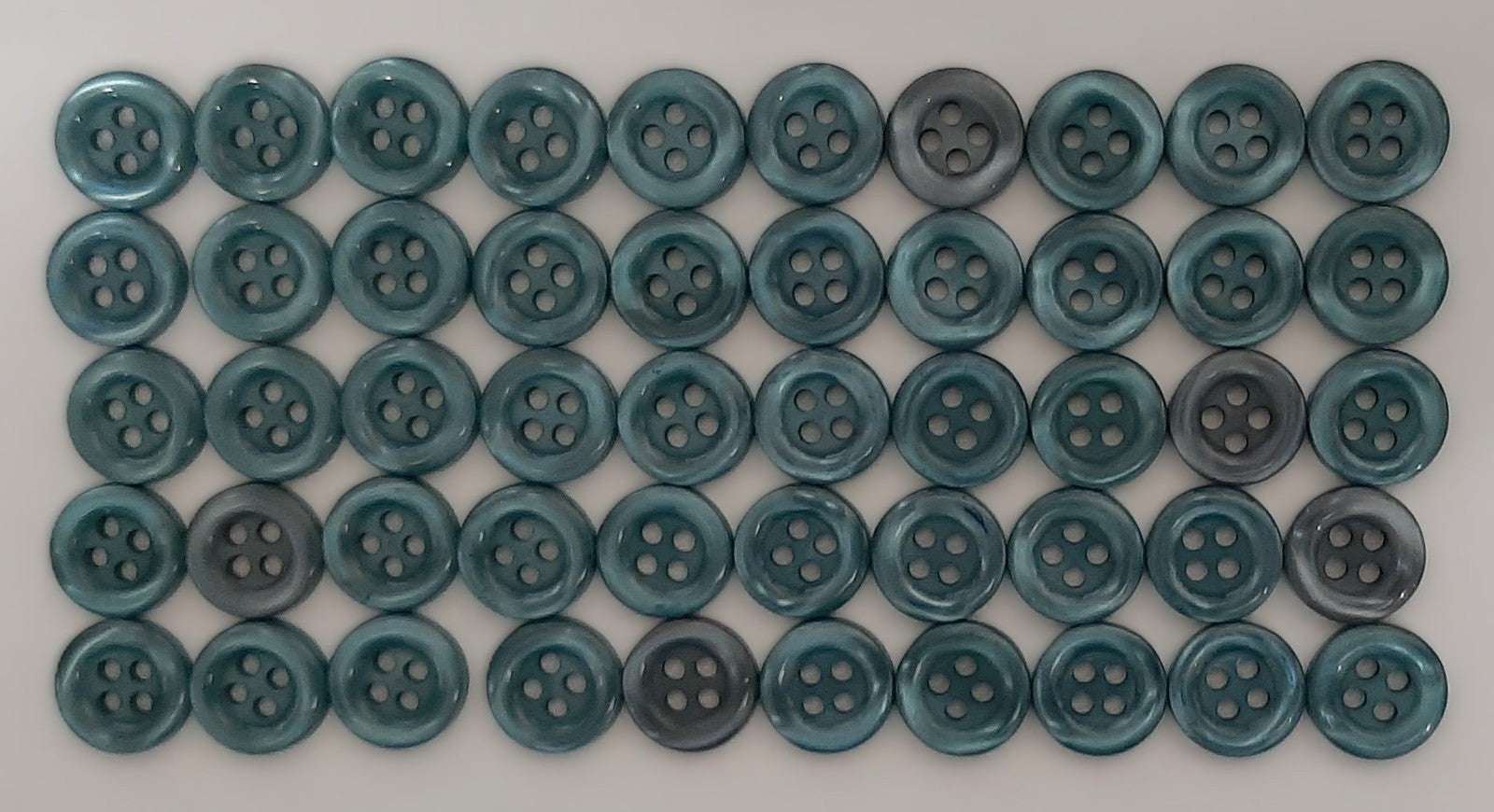 100 Vintage Buttons 4 Hole Shirt Shank Anchors Pearlesque Jade 10.8mm NOS