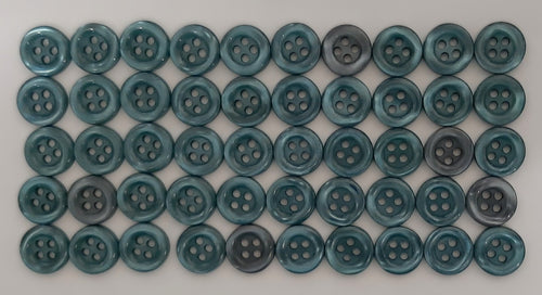 100 Vintage Buttons 4 Hole Shirt Shank Anchors Pearlesque Jade 10.8mm NOS