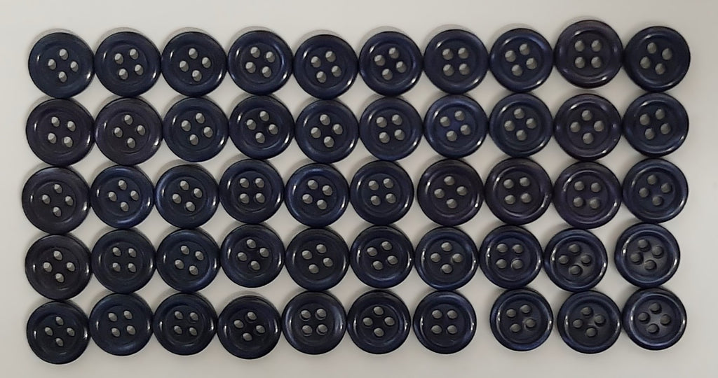 100 Vintage Buttons 4 Hole Shirt / Shank Anchors Pearlesque Petrol Blue 11.4mm