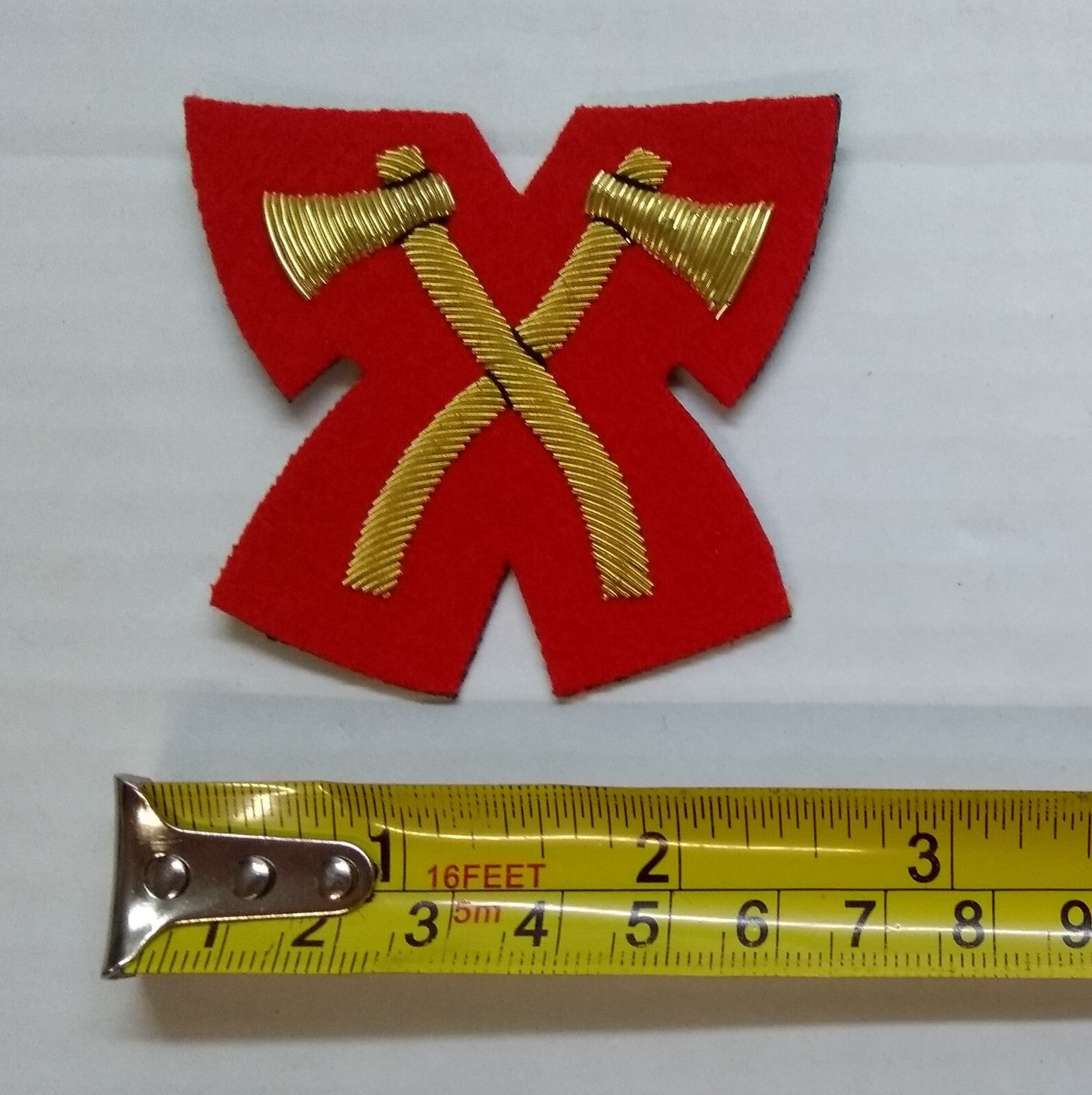 Mess Kit Badge Pioneer Axes on Red British Hand Embroidered Arm Patch