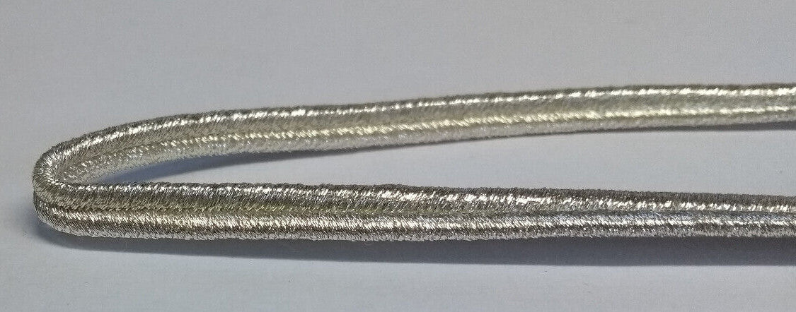Silver Metallised Polyester Russia Braid 4mm Made by Wyedean - NEW