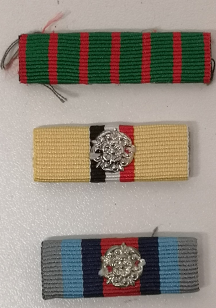 Set of 3 Medal Ribbons with Rosette for No1 No2 Dress British Army Uniform