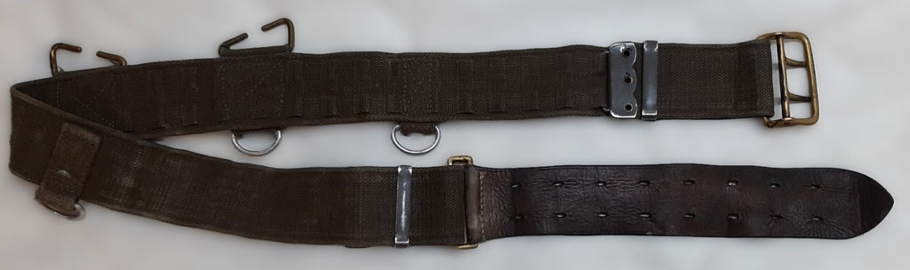 Vintage Belt Webbing Load Carry / Pistol Canvas / Leather WaistBelt Max 42"