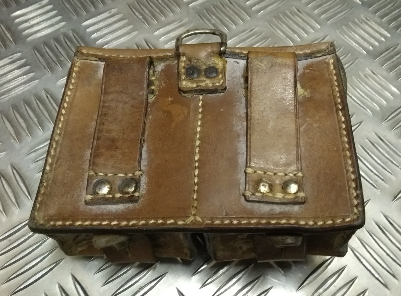 Genuine Vintage Issued Double Leather Utility / Ammo Small Pouch Used