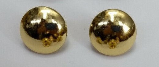 High Quality Gold Coloured Anodized High Sheen Plain Metal Dome Buttons x2- NEW